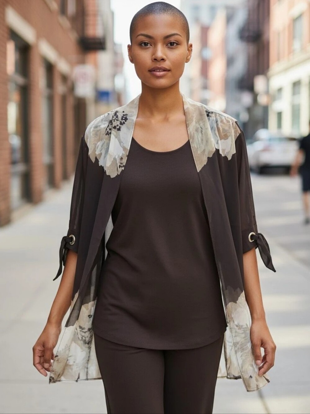 Susan Graver 2 Piece Matching Set Black Blouse & Cordinating Topper In Small